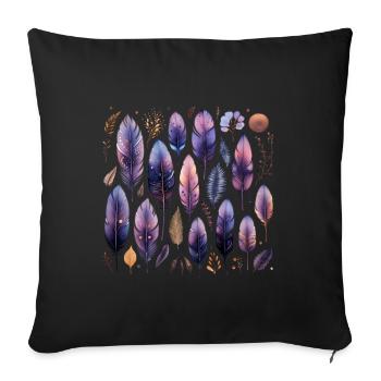 Colorful Feathers - Sofa pillowcase 17,3'' x 17,3'' (45 x 45 cm) - black - Front