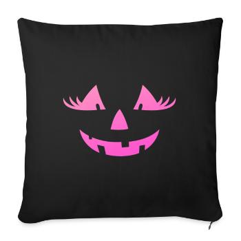 Niedliche rosa Kürbis Jack O Laterne Halloween - Sofakissenbezug 45 x 45 cm - Schwarz - Vorne
