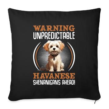 Warning unpredictable Havanese Shenanigans ahead - Sofa pillowcase 17,3'' x 17,3'' (45 x 45 cm) - black - Front
