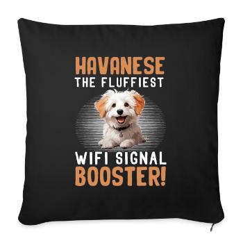 Le bichon havanais est l’amplificateur de signal wifi le plus moelleux - Housse de coussin décorative 45 x 45 cm - noir - Devant