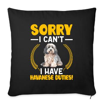 Désolé, je ne peux pas, j’ai des devoirs bichons havanais ! - Housse de coussin décorative 45 x 45 cm - noir - Devant