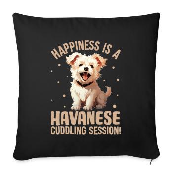 Happiness is a Havanese cuddling Session - Sofa pillowcase 17,3'' x 17,3'' (45 x 45 cm) - black - Front