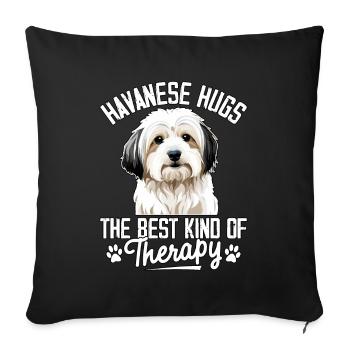 Câlins bichons : le meilleur type de thérapie - Housse de coussin décorative 45 x 45 cm - noir - Devant