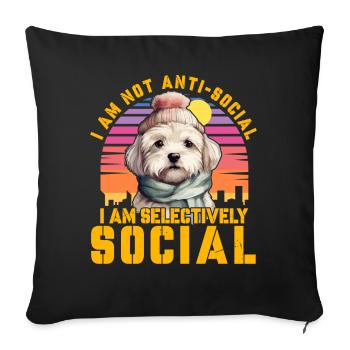 Je ne suis pas antisocial Je suis sélectivement social - Housse de coussin décorative 45 x 45 cm - noir - Devant