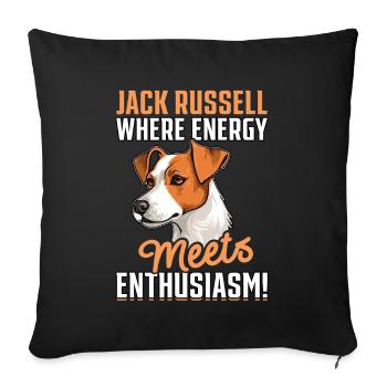 Jack Russell, là où l’énergie rencontre l’enthousiasme - Housse de coussin décorative 45 x 45 cm - noir - Devant
