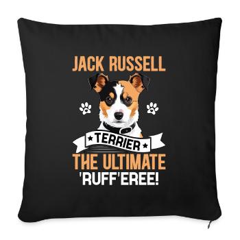 Jack Russell Terrier, la collerette ultime - Housse de coussin décorative 45 x 45 cm - noir - Devant