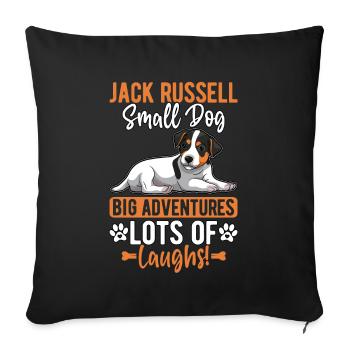 Jack Russell small dog big adventures lots of - Sofa pillowcase 17,3'' x 17,3'' (45 x 45 cm) - black - Front