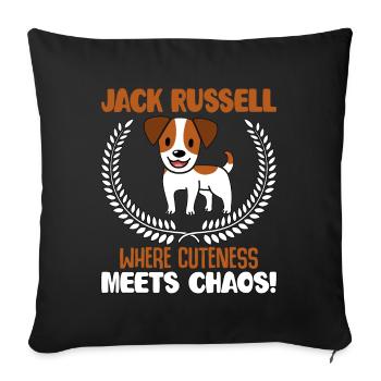 Jack Russell where cuteness meets chaos - Sofa pillowcase 17,3'' x 17,3'' (45 x 45 cm) - black - Front