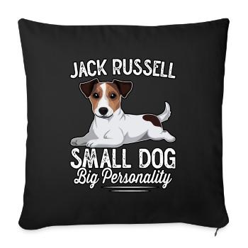 Jack Russell petit chien grande personnalité - Housse de coussin décorative 45 x 45 cm - noir - Devant