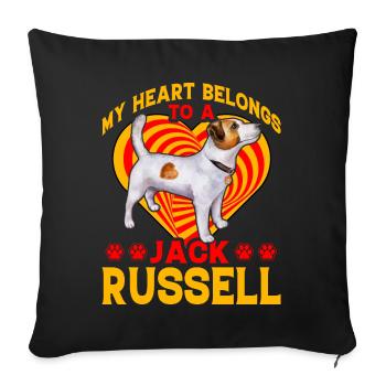 Mon cœur appartient à un Jack Russell - Housse de coussin décorative 45 x 45 cm - noir - Devant