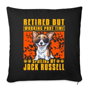 Retraité mais travaillant à temps partiel Jack Russell - Housse de coussin décorative 45 x 45 cm - noir - Devant