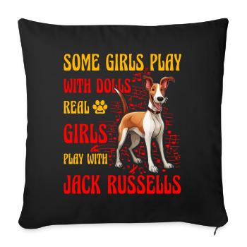 Jack Russell Girl - Sofa pillowcase 17,3'' x 17,3'' (45 x 45 cm) - black - Front