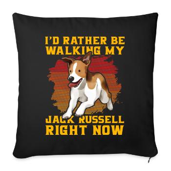 Je préfère promener mon Jack Russell en ce moment - Housse de coussin décorative 45 x 45 cm - noir - Devant