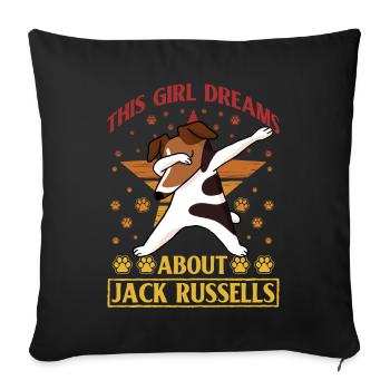 Cette fille rêve de Jack Russell - Housse de coussin décorative 45 x 45 cm - noir - Devant