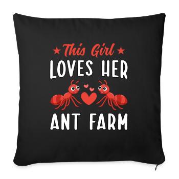 Cette fille adore sa ferme de fourmis - Housse de coussin décorative 45 x 45 cm - noir - Devant