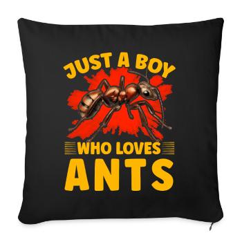 Juste un garçon qui aime les fourmis - Housse de coussin décorative 45 x 45 cm - noir - Devant