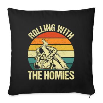 Rolling with the homies Brazilian Jiu-Jitsu - Sofa pillowcase 17,3'' x 17,3'' (45 x 45 cm) - black - Front
