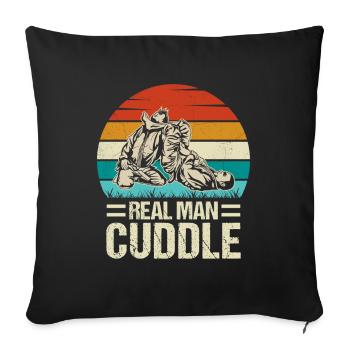 Vrai Homme Câlin Jiu-Jitsu - Housse de coussin décorative 45 x 45 cm - noir - Devant
