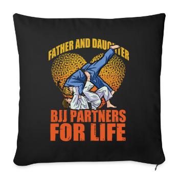 Père et fille BJJ Partenaires pour la vie - Housse de coussin décorative 45 x 45 cm - noir - Devant