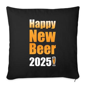 Bonne nouvelle bière 2025 - Housse de coussin décorative 45 x 45 cm - noir - Devant