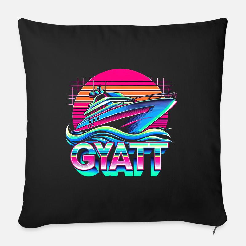 Gyatt Yacht Drôle Rétro - Housse de coussin décorative 45 x 45 cm - noir