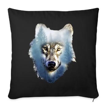 Loup - Housse de coussin décorative 45 x 45 cm - noir - Devant