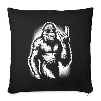 Bigfoot Sasquatch Rock and Roll Metal Horns - Sofa pillowcase 17,3'' x 17,3'' (45 x 45 cm) - black - Front