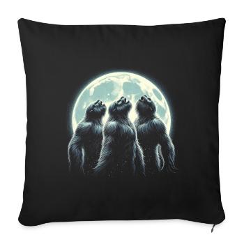 Three Sasquatch Howling Moon - Sofa pillowcase 17,3'' x 17,3'' (45 x 45 cm) - black - Front