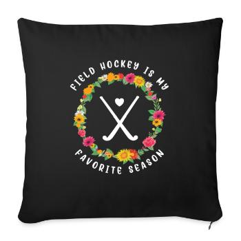 Le hockey sur gazon est ma saison préférée de hockey en salle - Housse de coussin décorative 45 x 45 cm - noir - Devant