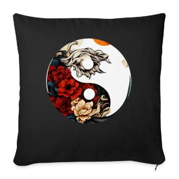 Yin Yang Flower - Sofa pillowcase 17,3'' x 17,3'' (45 x 45 cm) - black - Front