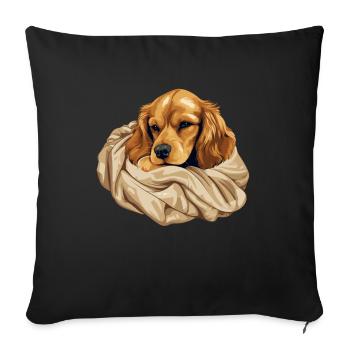 Chiot Chien Mignon Cocker Épagneul - Housse de coussin décorative 45 x 45 cm - noir - Devant