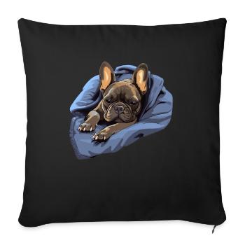 chiot chien mignon bouledogue français - Housse de coussin décorative 45 x 45 cm - noir - Devant