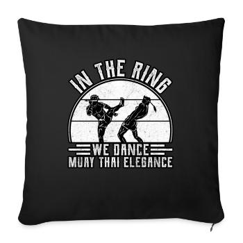 Sur le ring, on danse l’élégance du muay thaï - Housse de coussin décorative 45 x 45 cm - noir - Devant
