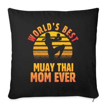 La meilleure maman de Muay Thai au monde - Housse de coussin décorative 45 x 45 cm - noir - Devant