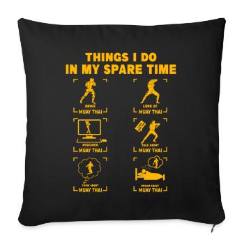 Ce que je fais pendant mon temps libre Muay Thai - Housse de coussin décorative 45 x 45 cm - noir - Devant