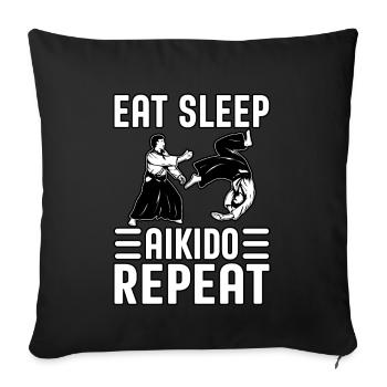 Eat Sleep Aikido Repeat - Sofa pillowcase 17,3'' x 17,3'' (45 x 45 cm) - black - Front