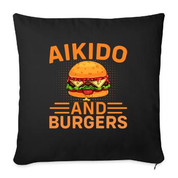 Aikido and Burgers - Sofa pillowcase 17,3'' x 17,3'' (45 x 45 cm) - black - Front