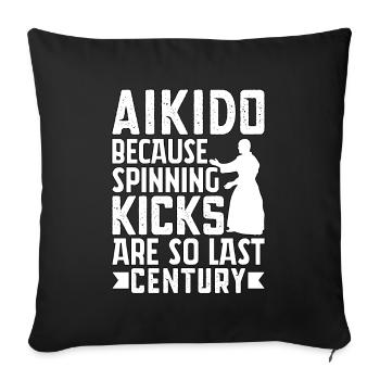 Aïkido parce que les coups de pied sont tellement du siècle dernier - Housse de coussin décorative 45 x 45 cm - noir - Devant
