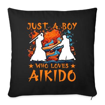 Just a Boy who loves Aikido - Sofa pillowcase 17,3'' x 17,3'' (45 x 45 cm) - black - Front