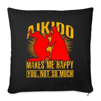L’aïkido me rend heureux, pas tant que ça - Housse de coussin décorative 45 x 45 cm - noir - Devant