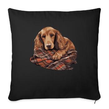 Cute Dog Puppy Irish Setter - Sofa pillowcase 17,3'' x 17,3'' (45 x 45 cm) - black - Front