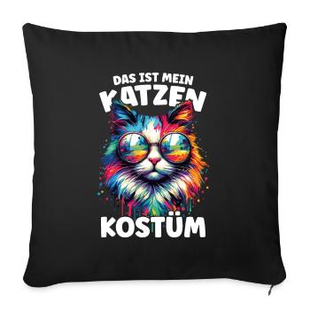Katzen Kostüm Fasching Karneval Fasnacht - Sofakissenbezug 45 x 45 cm - Schwarz - Vorne