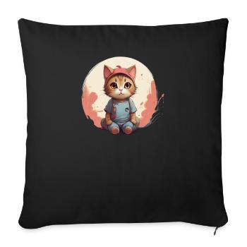 Cute cat design - Sofa pillowcase 17,3'' x 17,3'' (45 x 45 cm) - black - Front