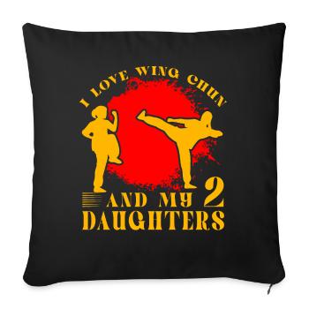 J’adore le Wing chun et mes 2 filles - Housse de coussin décorative 45 x 45 cm - noir - Devant
