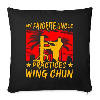 Mon oncle préféré pratique le Wing Chun - Housse de coussin décorative 45 x 45 cm - noir - Devant