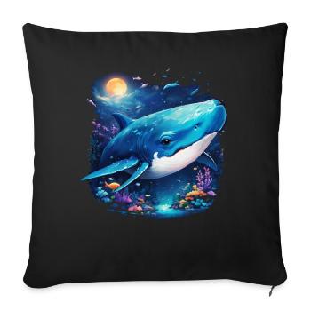 Blue Whale - Sofa pillowcase 17,3'' x 17,3'' (45 x 45 cm) - black - Front