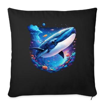 Blue Whale - Sofa pillowcase 17,3'' x 17,3'' (45 x 45 cm) - black - Front
