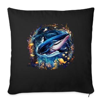Blue Whale - Sofa pillowcase 17,3'' x 17,3'' (45 x 45 cm) - black - Front