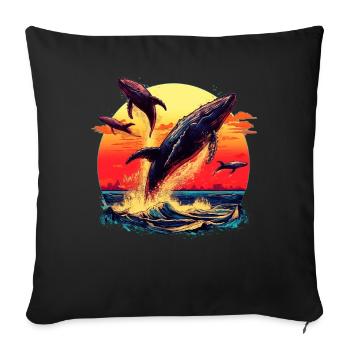 Blue Whale - Sofa pillowcase 17,3'' x 17,3'' (45 x 45 cm) - black - Front