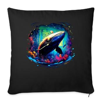 Blue Whale - Sofa pillowcase 17,3'' x 17,3'' (45 x 45 cm) - black - Front